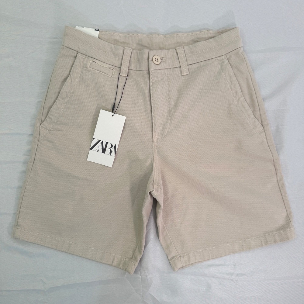 Zara Man Textured Chino Shorts Sand Beige Size 29 NWT 8727/425/806